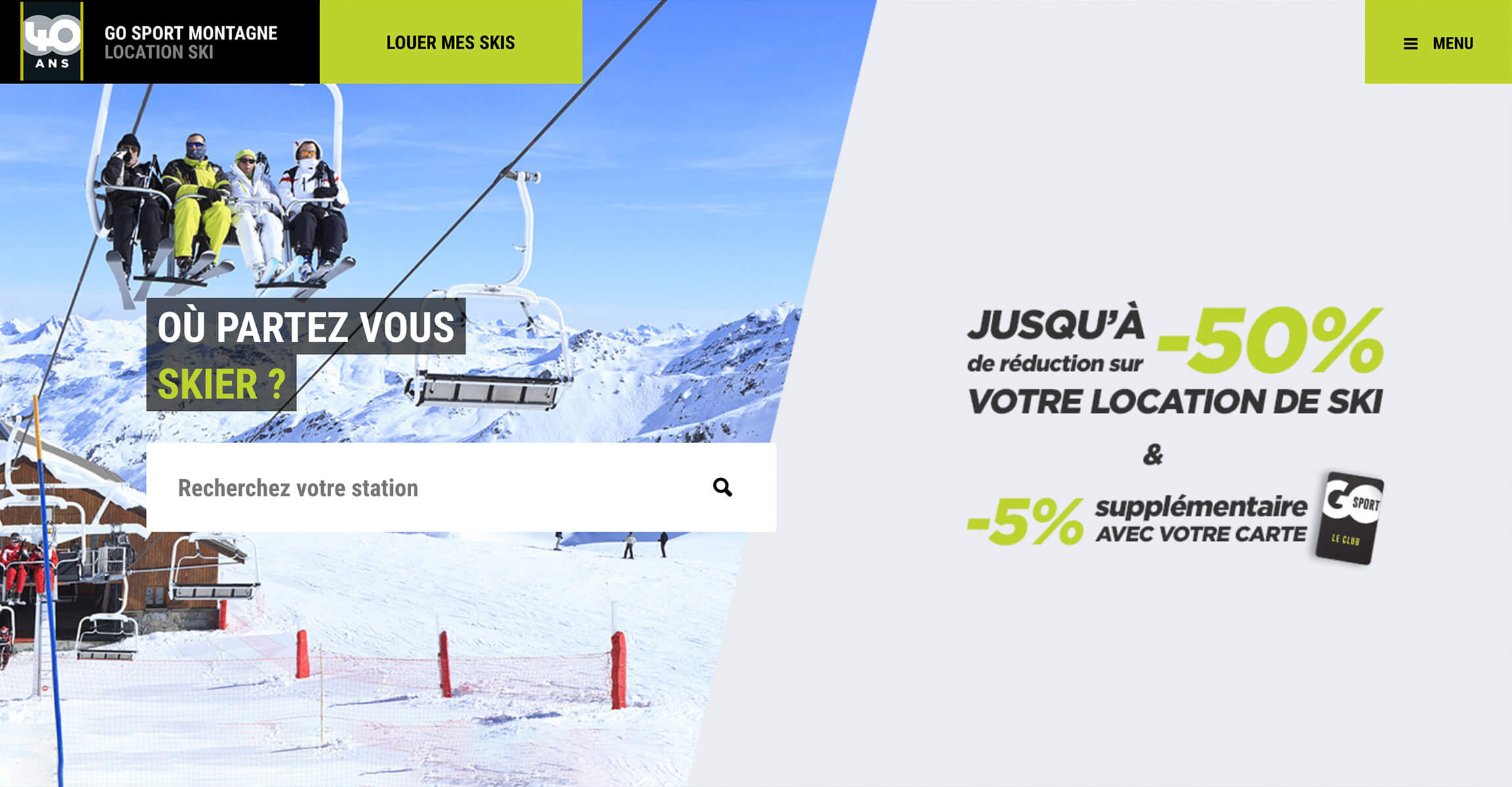 Page d’accueil du site GO Sport Montagne