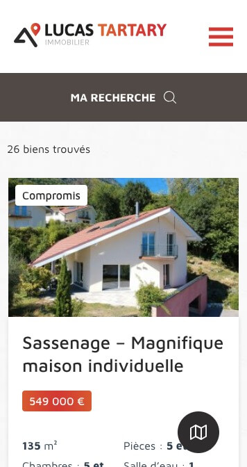 Liste des biens sur mobile