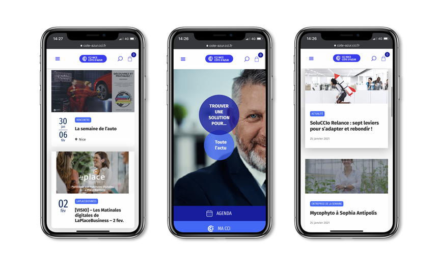 site web mobile de la CCI Nice Côte d'Azur
