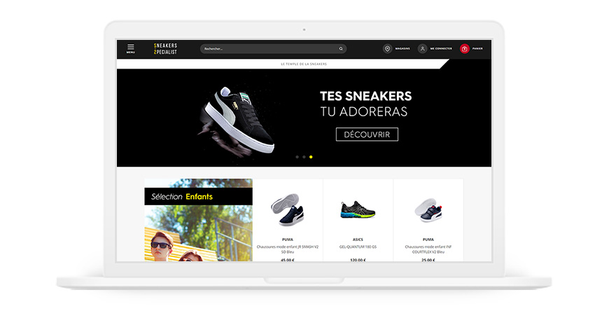 Site Internet de Sneakers Specialist dans un iMac